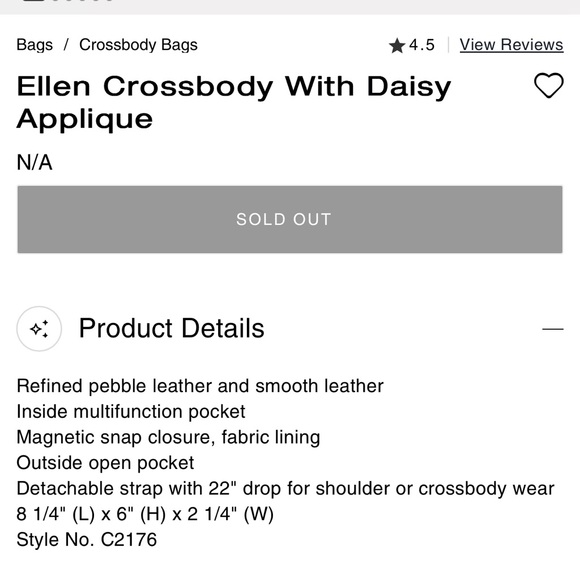 Coach C2176 Ellen Crossbody With Daisy - Picture 8 of 8